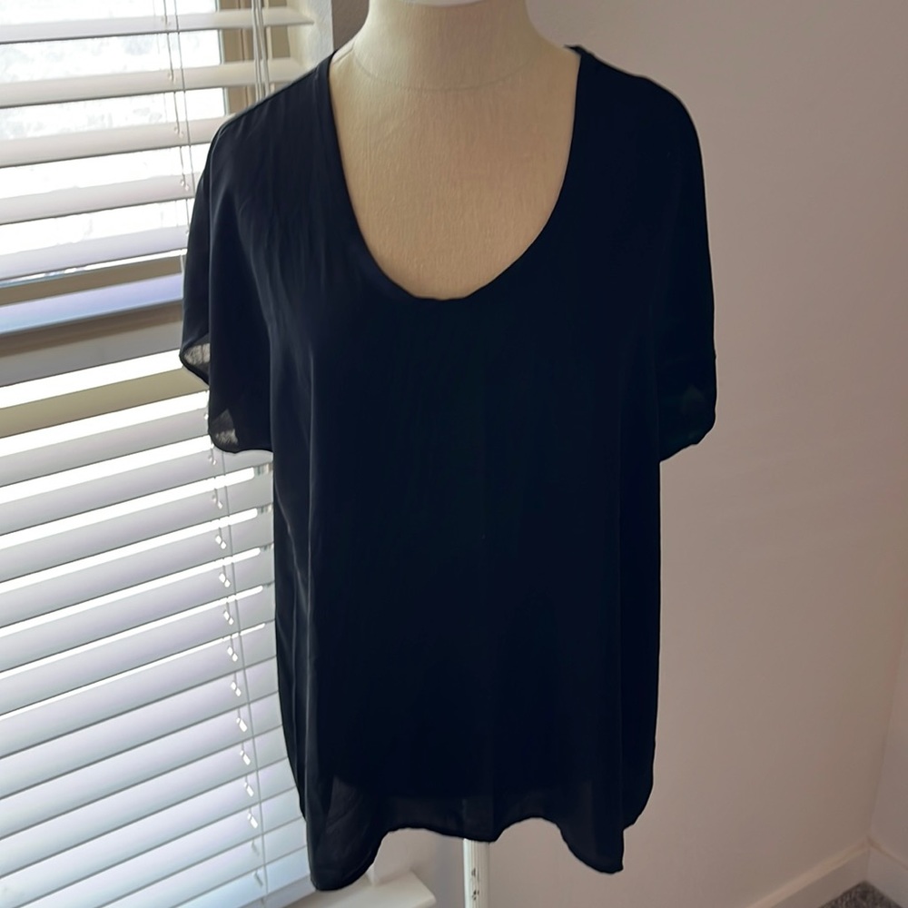 Allison Joy black blouse/short sleeve t-shirt.